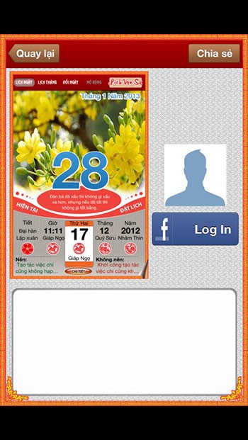 Chia sẻ lịch lên Facebook