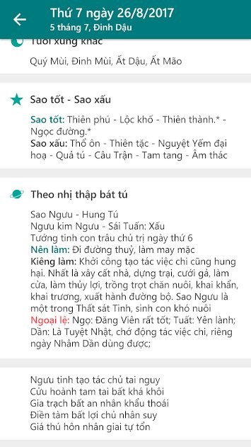 Xem sao, xem ngày tốt bằng ứng dụng Lịch Việt