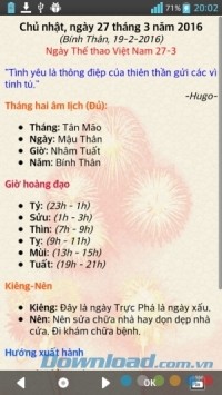 Lịch Việt Nam hiện thông tin chi tiết