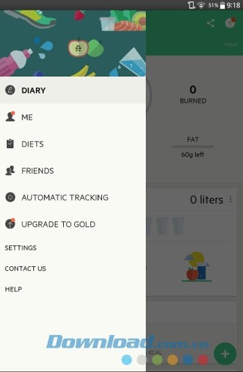 Menu ứng dụng Lifesum