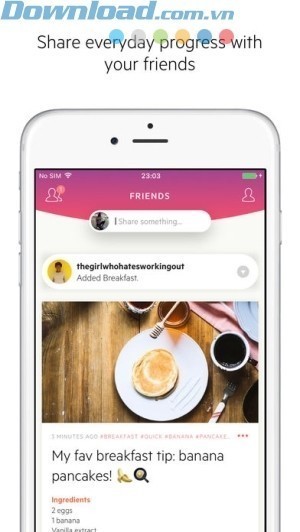 Lifesum cho iOS chia sẻ kết quả với bạn bè