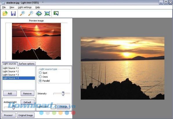 Giao diện phần mềm Light Artist