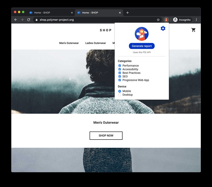 Menu của Lighthouse