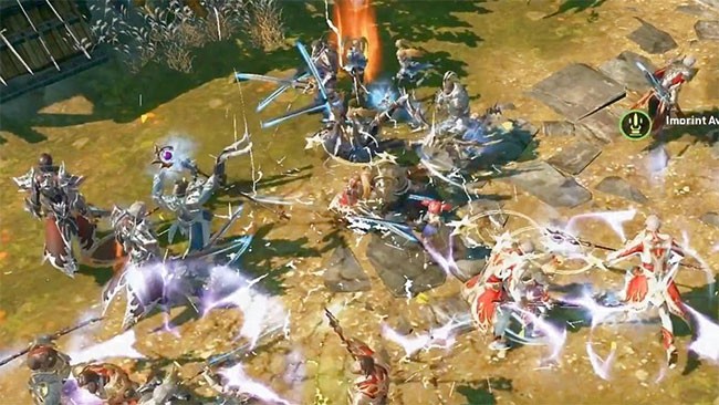 Một cảnh PK trong game hành động LineAge 2 Revolution