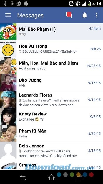Xem tin nhắn trên Lite Messenger for Facebook
