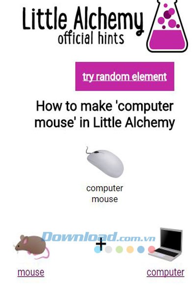 Little Alchemy sẽ đưa ra những gợi ý kết hợp