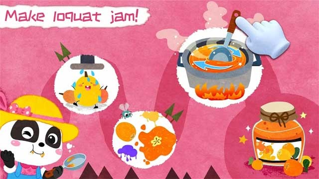 Giúp gấu trúc nhỏ chế biến những loại mứt ngọt ngào từ hoa quả