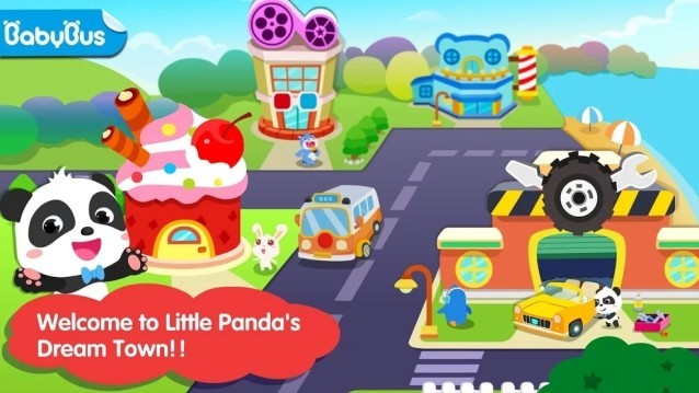 Chào mừng bạn đến với thị trấn của gấu trúc Kiki trong game Little Panda's Dream Town