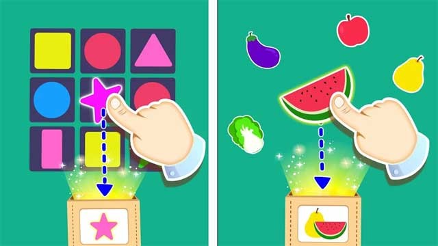 Game có nhiều hoạt động đa dạng như nhận biết hình dạng, so sánh kích thước