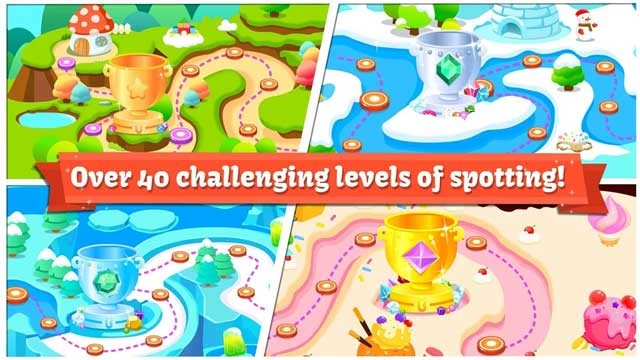 Little Panda Treasure Hunt có hơn 40 level tìm điểm khác nhau để bé thỏa sức khám phá