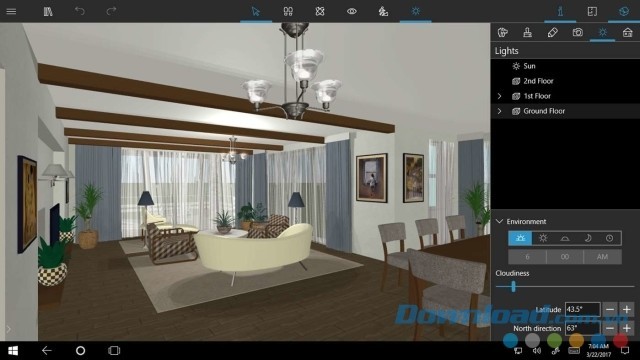 Hiệu chỉnh ánh sáng bằng ứng dụng thiết kế nhà ở Live Home 3D cho máy tính & Windows Phone