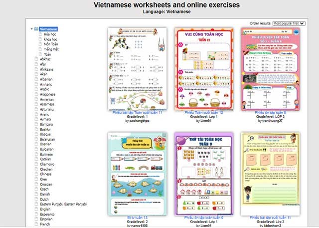 Liveworksheets có một bộ sưu tập hàng nghìn worksheet tương tác