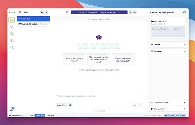 LM Studio for Mac là ứng dụng chạy LLM dành cho máy tính để bàn