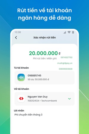 Rút tiền về tài khoản ngân hàng