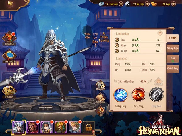 Thuộc tính nhân vật trong game Loạn Thế Hồng Nhan