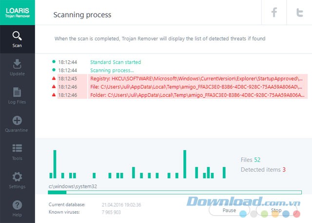 Quét virus, trojan, malware...