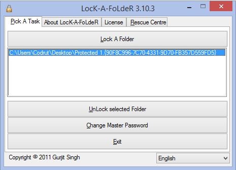 Giao diện đơn giản của LocK-A-FoLdeR