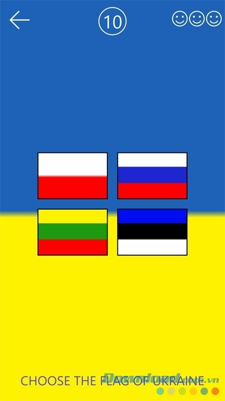 Lựa chọn đáp án đúng về chiếc cờ của Ucraina trong game trí tuệ miễn phí Logicos cho máy tính và Windows Phone