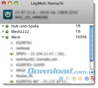 Giao diện LogMeIn Hamachi client
