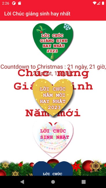 Giao diện countdown Giáng Sinh và