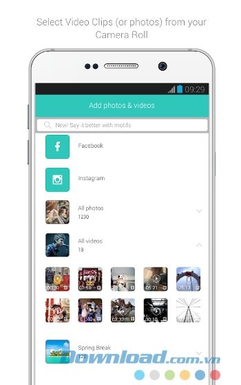 Làm video từ ảnh và nhạc với Lomotif