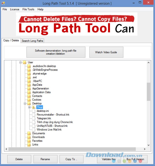 Giao diện phần mềm Long Path Tool