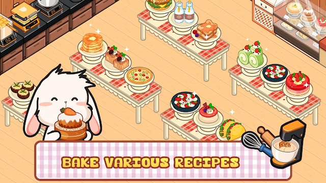 Mở tiệm làm bánh và tạo ra các loại bánh khác nhau từ cà rốt trong game Lop Bakery