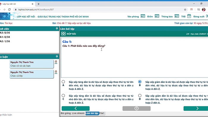Bài tập trên Lớp học kết nối