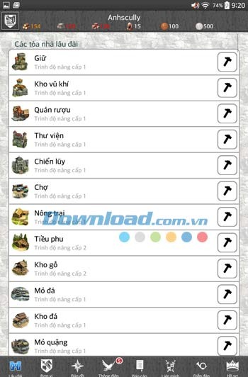 Lords & Knights sở hữu hệ thống lâu đài với nhiều tòa nhà