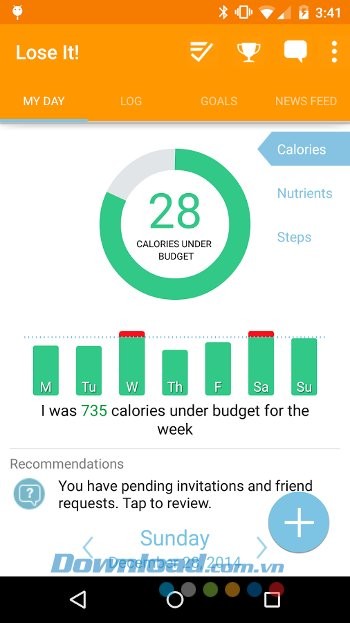 Giao diện ứng dụng Lose It!