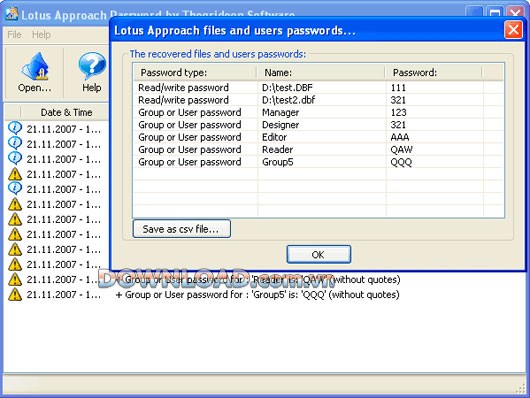Lotus Approach Password Recovery