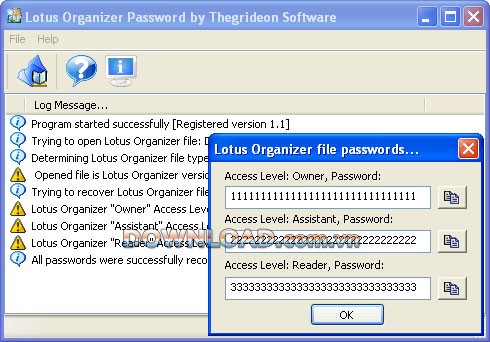 Lotus Organizer Password Recovery