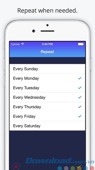 Cài đặt lặp lại báo thức