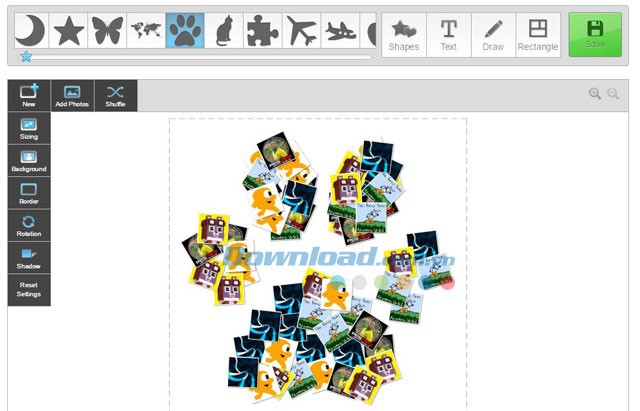 Hiệu ứng ảnh bay vào để ghép thành hình