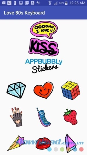 Love 80s Keyboard cho Android thiết kế sticker độc đáo