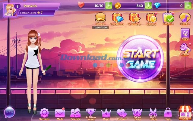 Giao diện game Love Dance