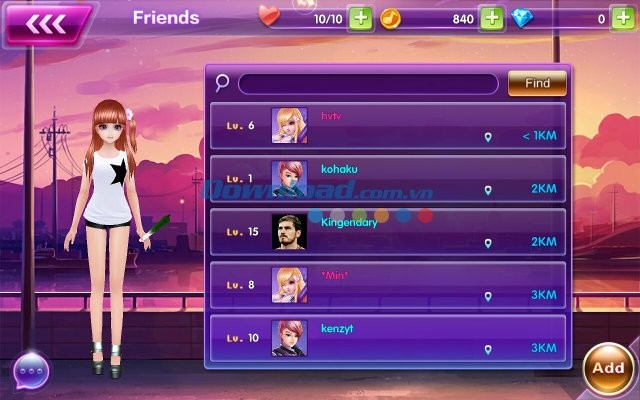 Tính năng kết bạn của Love Dance