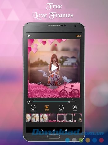 Love Video Maker với khung hình tình yêu