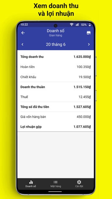 Xem doanh thu và lợi nhuận