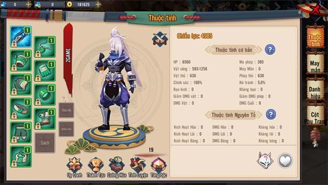 Thuộc tính của nhân vật trong Luc Dao Truyen Ky