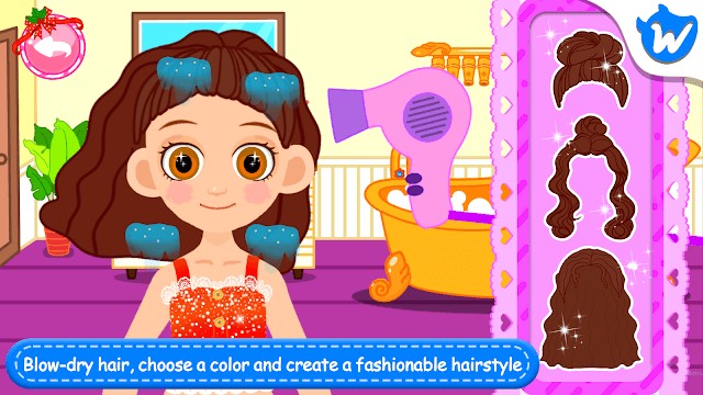 Tạo các kiểu tóc khác nhau cho công chúa của bạn trong game Lucy: Makeup and Dress up