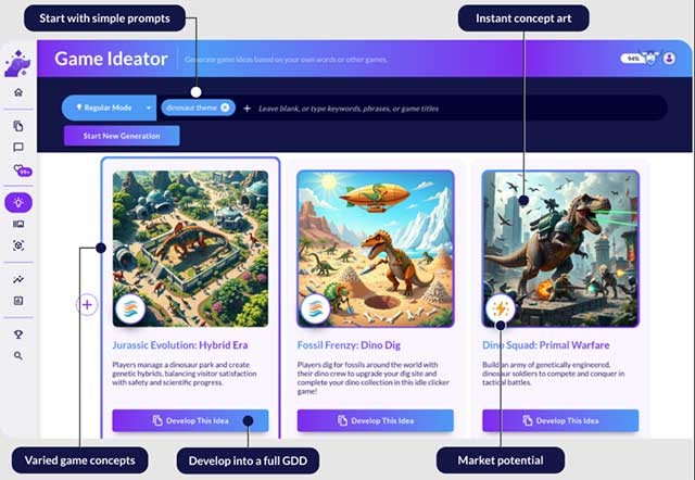 Lên ý tưởng trò chơi với Game Ideator