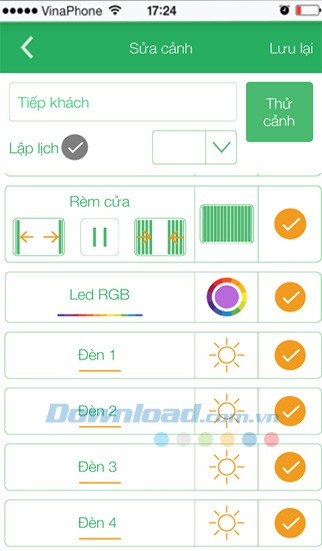 Sửa cảnh vừa tạo trong ứng dụng LumiHome