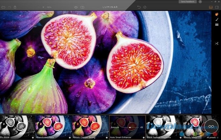 Giao diện chính của phần mềm chỉnh sửa ảnh Luminar cho máy tính