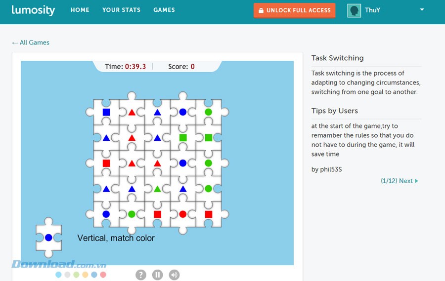 Bài tập rèn luyện cả tốc độ và khả năng nhận biết