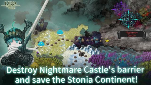 Phá hủy hàng rào của lâu đài bóng tối và cứu lục địa Stonia trong game Luna Re : Dimensional Watcher