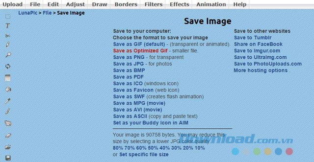 Lựa chọn lưu file