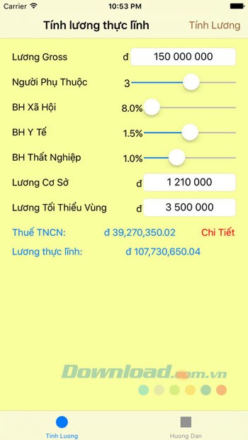 Giao diện chính Lương Net
