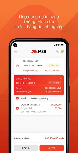 Ứng dụng ngân hàng cho doanh nghiệp
