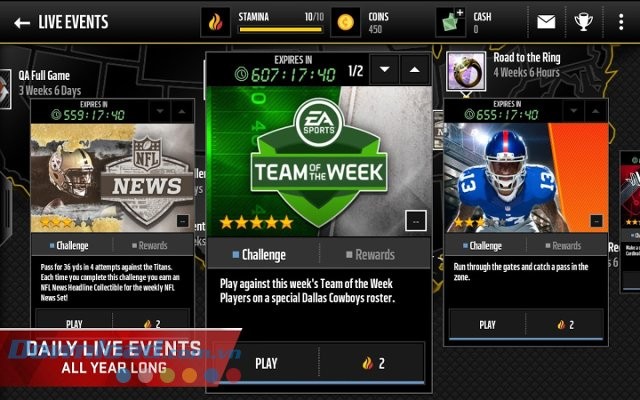 Tham gia các sự kiện trong game Madden NFL Mobile